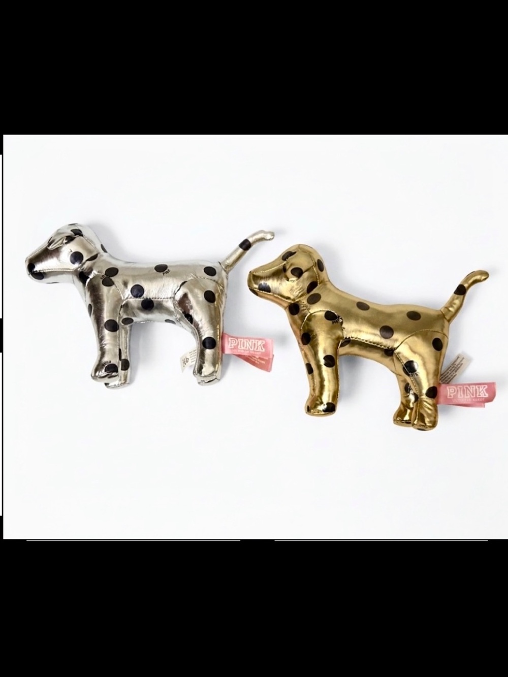 Victoria’s Secret Pink Metallic Silver & Gold Polka Dot Dogs